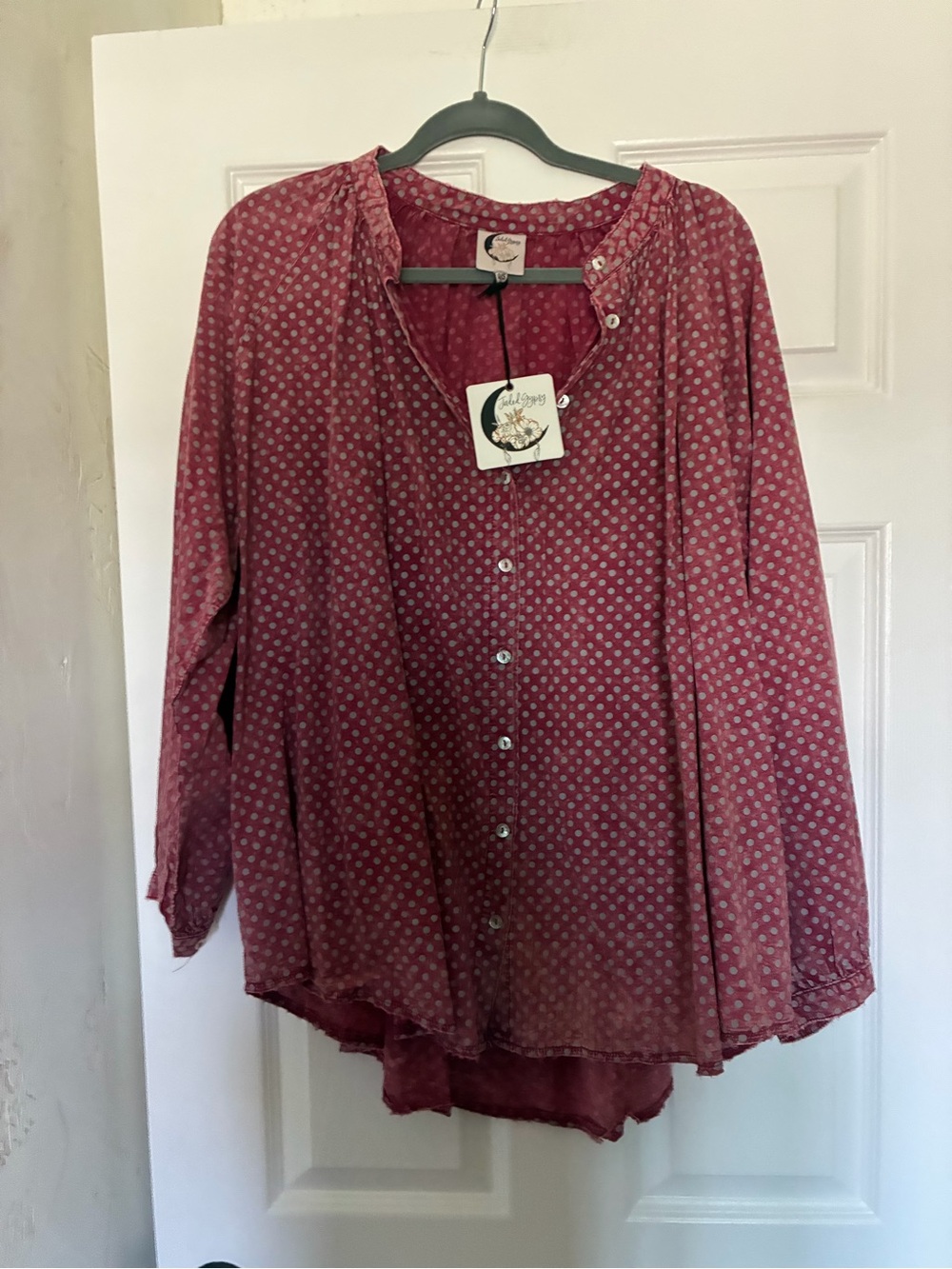 Jaded Gypsy Sweet Nothings blouse, Scarlet Dot, O/S